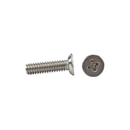 #8-32 X 3/16 In Phillips Flat Machine Screw, Plain 18-8 Stainless Steel, 1000 PK